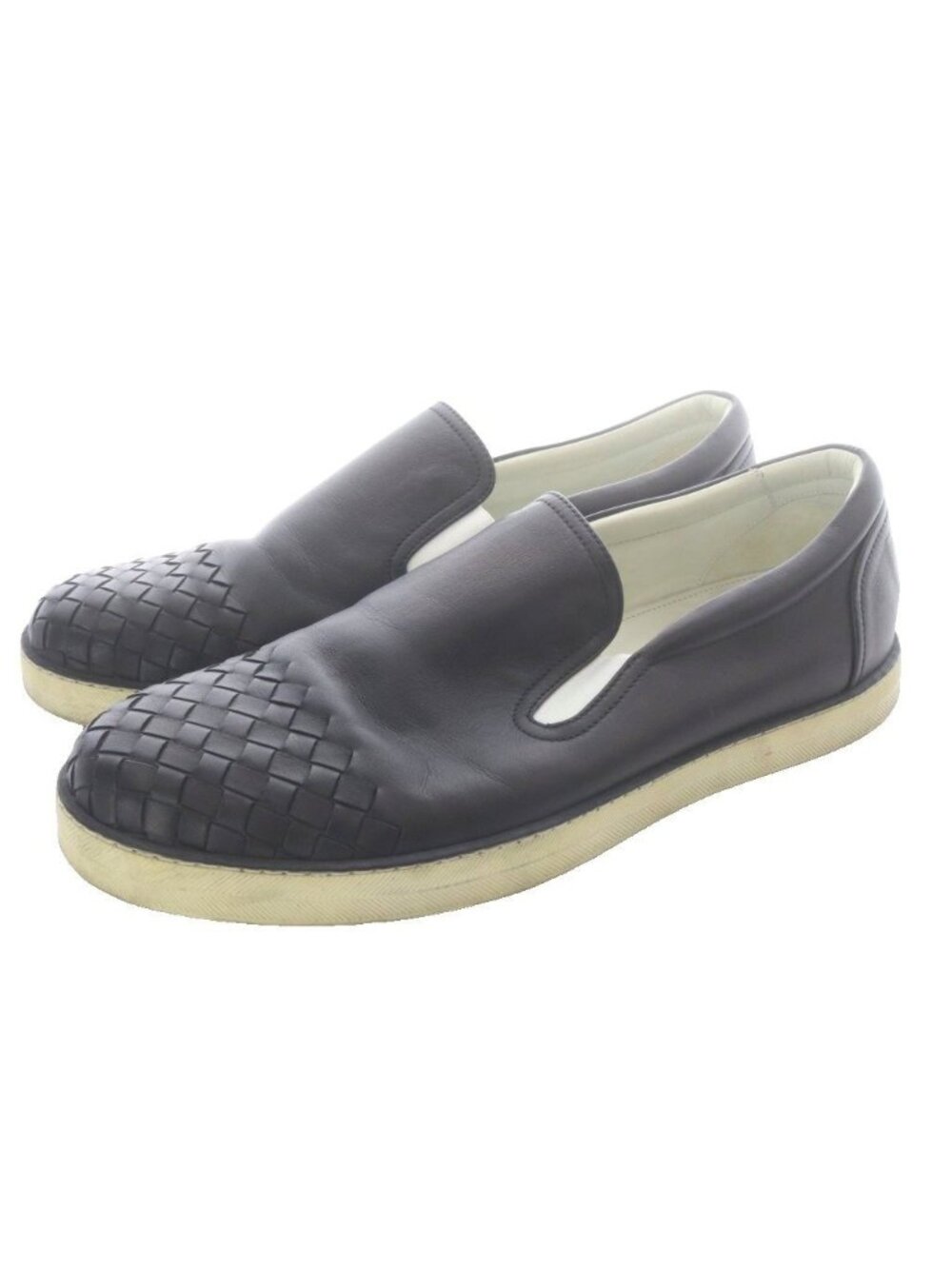 Bottega Veneta Sneakers Slip-on Leather Braided Black